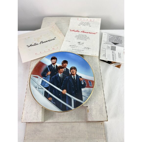 Beatles "Hello America" Collectible Plate By Delphi Limited Edition 1991 Artist - Picture 1 of 6